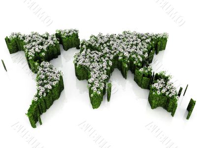 Earth with grass and flower