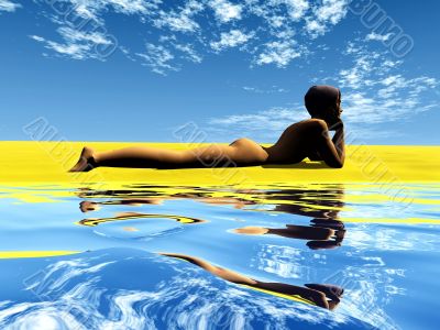 women on the beach