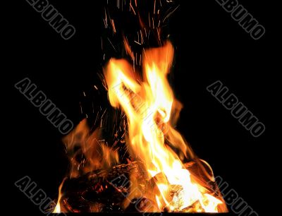 Picture with red flame on the black background