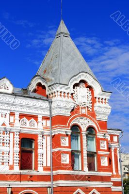 Landscape with historic theatre and blue sky