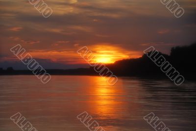 beautiful sunset on the Danube River