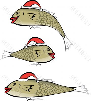 Fish with Christmas cap