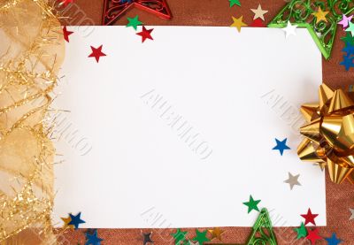 White Christmas card with decorations