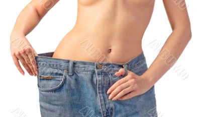 Weight loss. Girl`s torso 