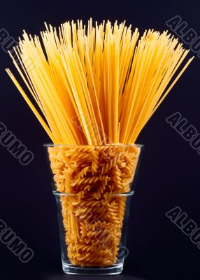 Spaghetti and pasta in vase 