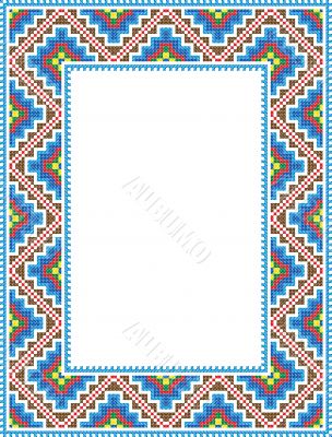 vector folk Rectangular Frame Cross-stitch blue