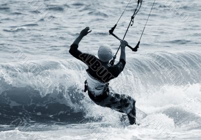 Kitesurfer in action