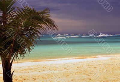 White beach before a thunder-storm