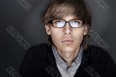 Portrait of young esquire man with smart and wise look. 