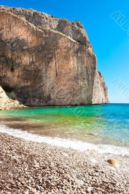 Bright view of Spanish coast line and beautiful clean mediterran
