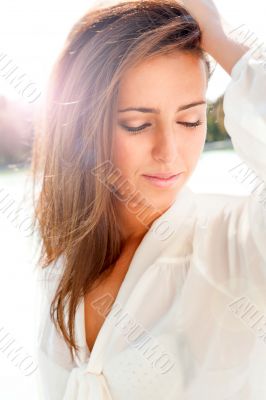 Close-up portrait of a fresh and beautiful young fashion model p