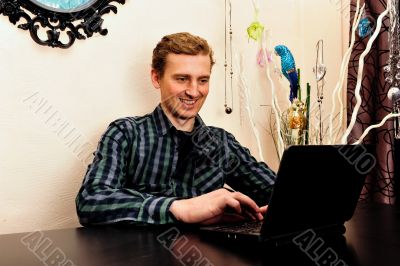 Closeup portrait of young cheerful entrepreneur