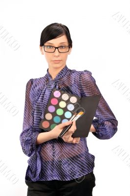 Closeup portrait of young woman visagiste