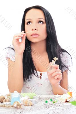 Close-up portrait of sexy caucasian young woman 