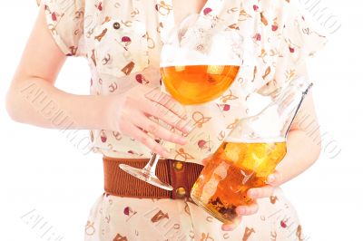 Funny oktoberfest beer holding woman