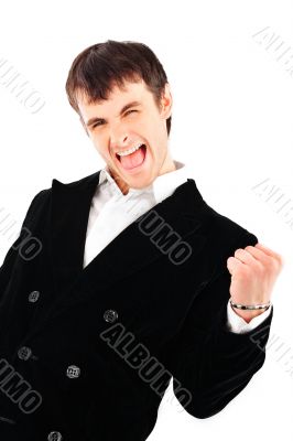 Portrait of young business man isolated on white background