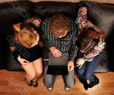 Happy students group demonstrating relaxation and friendship