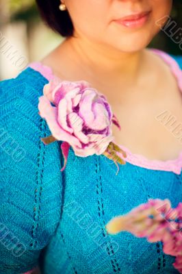 Artistic lifestyle photo of cheerful adult woman walking around 