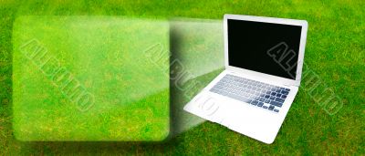 Laptop on grass