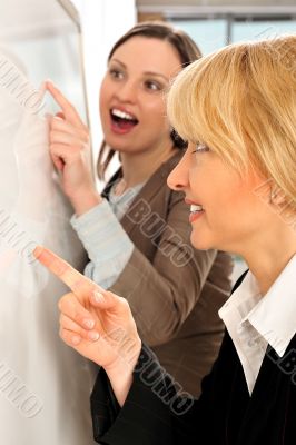 Closeup portrait of two young women 