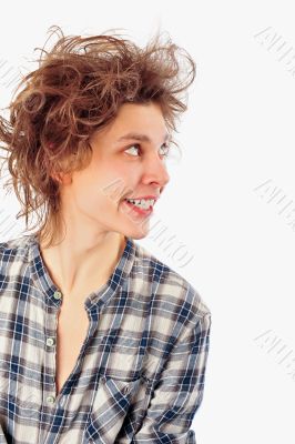 Crazy man portrait isolated background