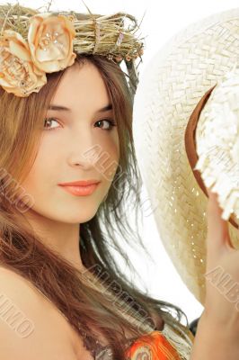 Closeup portrait of young pretty woman 