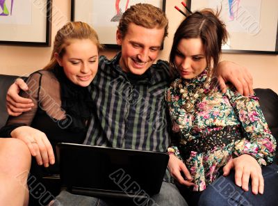 Happy students group demonstrating relaxation and friendship