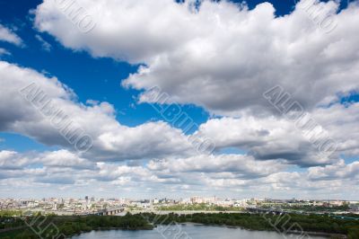Urban cityscape banner, top view