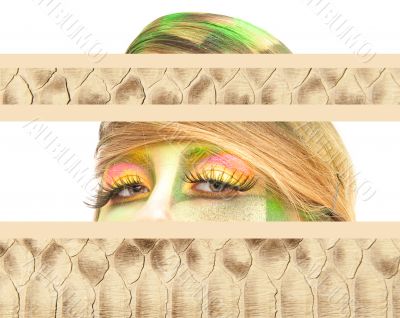 Collage portrait of young woman 