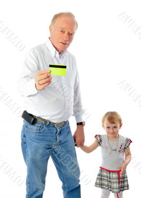 Closeup portrait of old man and his daughter