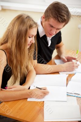 Portrait of a young group of students paying attention and doing