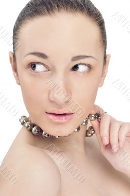 Pretty naked woman with necklace