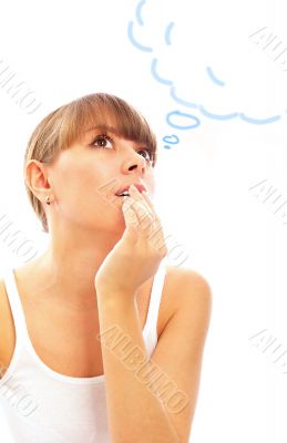 Closeup portrait of young pretty woman 