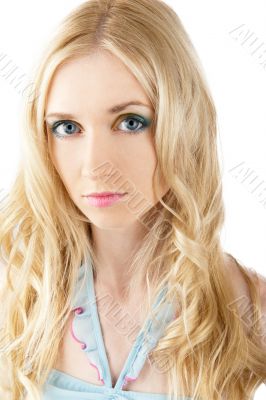 Portrait of a beautiful female model on white background