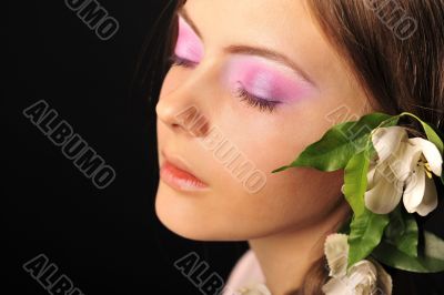 Pretty woman with long straight brown hair