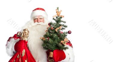 Christmas theme: Santa Claus holding christmas tree? staff and h