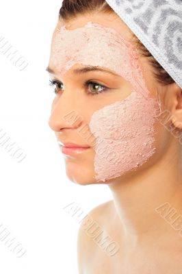 Closeup portrait of young beautiful woman in beauty salloon