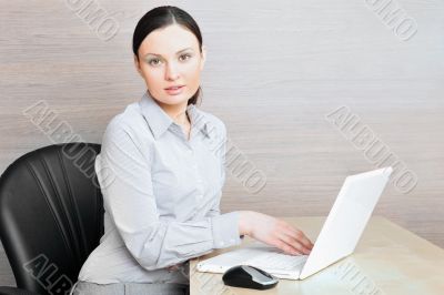 Portrait of a beautiful young businesswoman on the computer view
