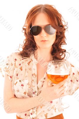 Closeup portrait of trendy pretty woman wearing stylish dress ho