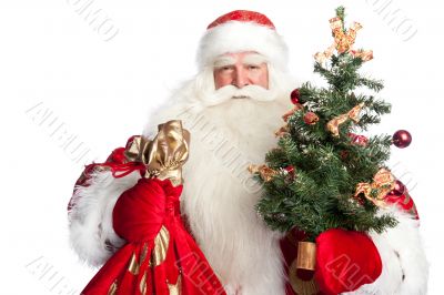 Christmas theme: Santa Claus holding christmas tree? staff and h