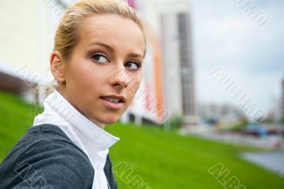 Portrait of a beautiful young lady smiling