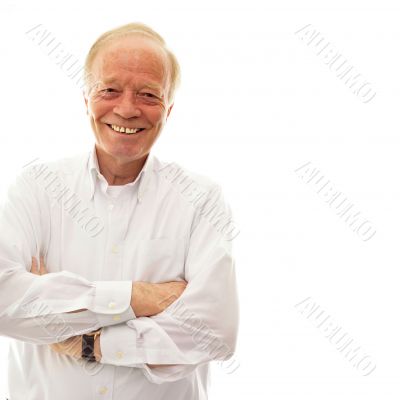 Handsome senior man . Isolated over white background