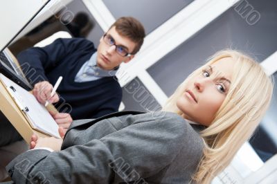 Young successful business people are working in the office.