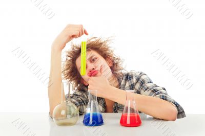 Crazy man portrait isolated background