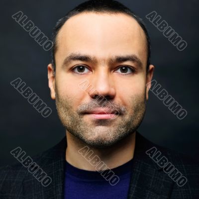 Closeup image of a happy aged man