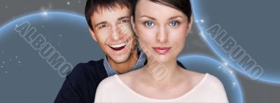 Portrait of beautiful futuristic style couple looking at camera 