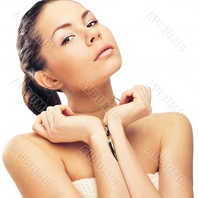 Pretty woman with wolftooth on necklace