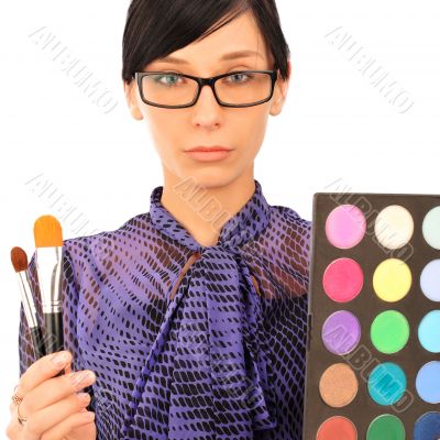 Closeup portrait of young woman visagiste