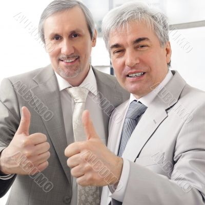 Portrait of two businessmen who approve.