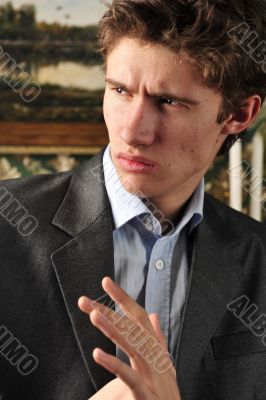 Closeup portrait of young handsome man